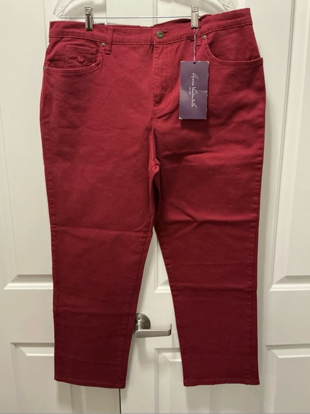 Gloria Vanderbilt Amanda Classic Tapered Stretch Denim Jeans Wine 18 Short Nwts